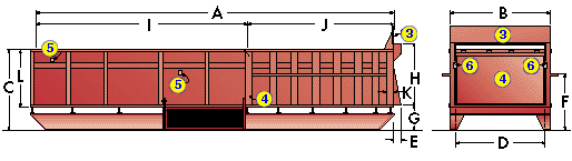 Stationary Compactor RamJet 5.5 Cubic Yard - Structural Dimensions