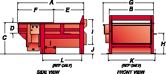 Trash Commander Series Stationary Compactor - Structural Dimensions